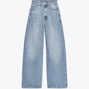 Zara TRF Extra Wide Leg Distressed Jeans